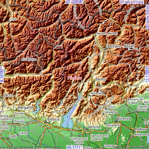 Topographic map of Pinzolo