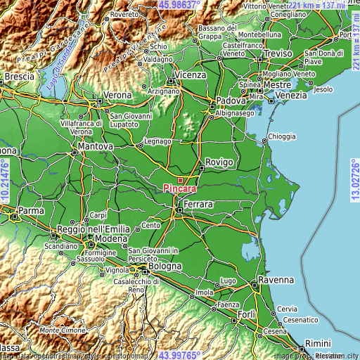 Topographic map of Pincara