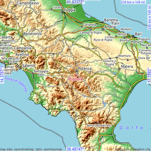 Topographic map of Pignola