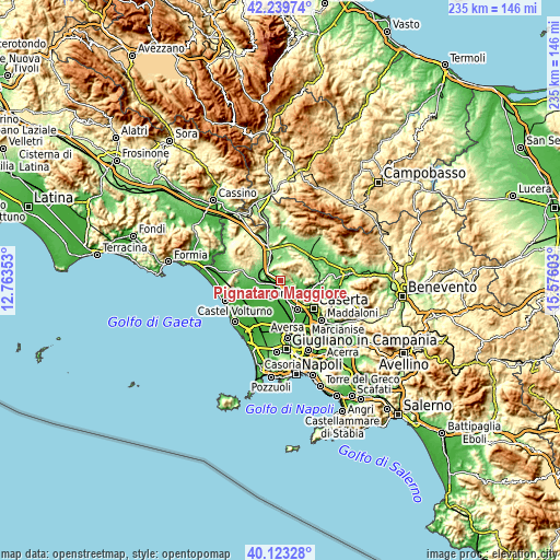 Topographic map of Pignataro Maggiore