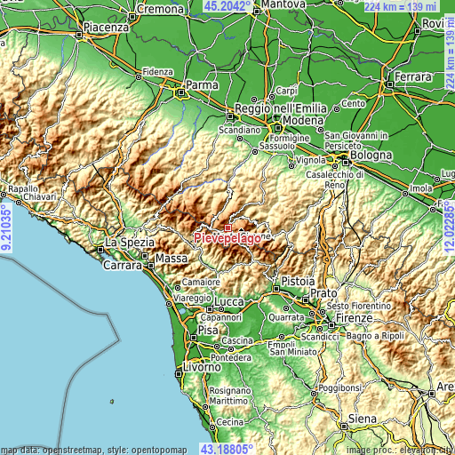 Topographic map of Pievepelago