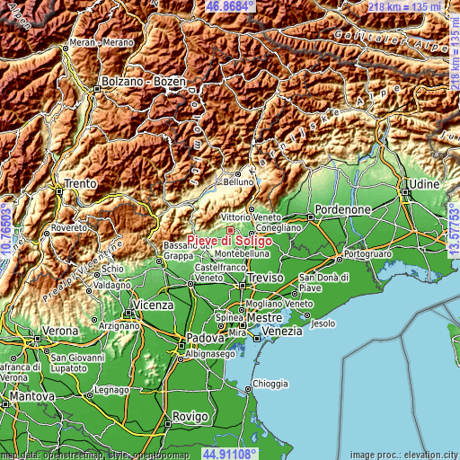 Topographic map of Pieve di Soligo