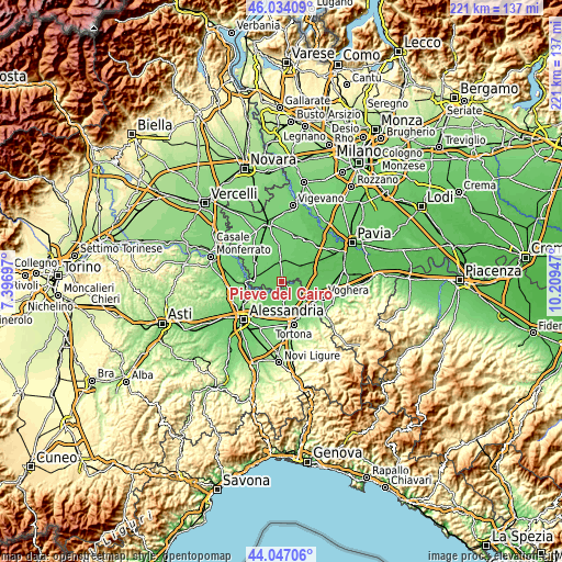 Topographic map of Pieve del Cairo