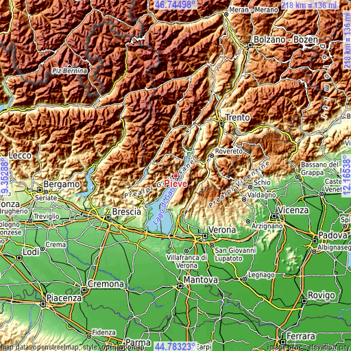 Topographic map of Pieve