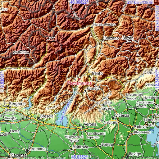 Topographic map of Pietramurata