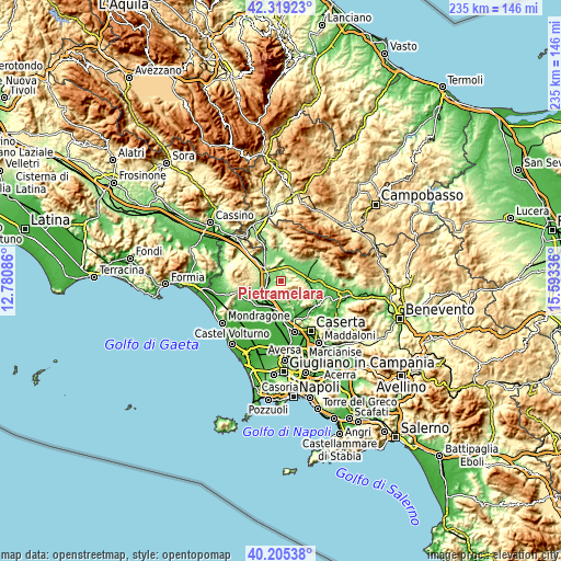 Topographic map of Pietramelara