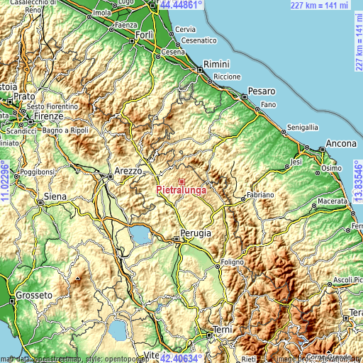 Topographic map of Pietralunga