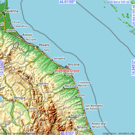 Topographic map of Pietra la Croce