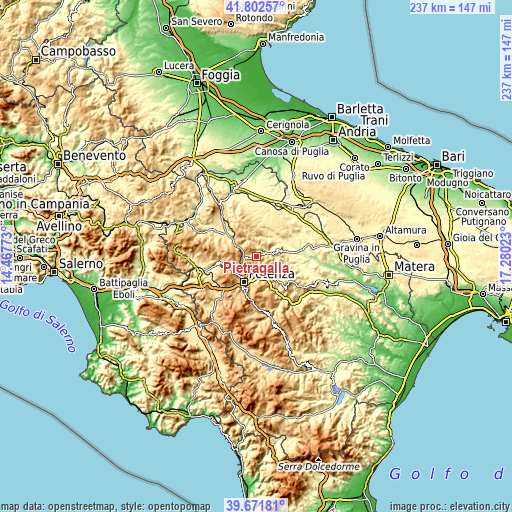 Topographic map of Pietragalla