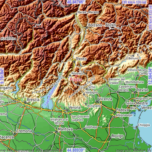 Topographic map of Piazza