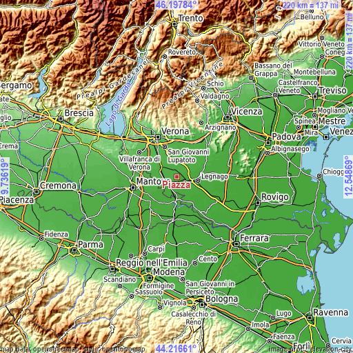 Topographic map of Piazza