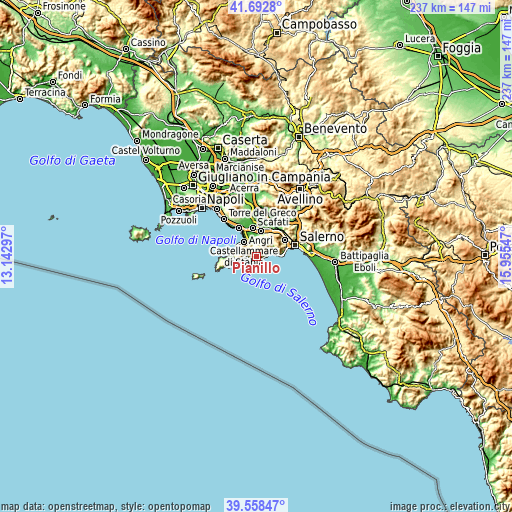 Topographic map of Pianillo