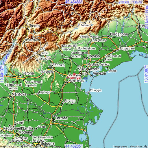 Topographic map of Pianiga