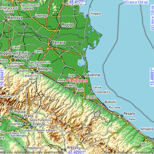 Topographic map of Piangipane