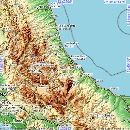 Topographic map of Pianella