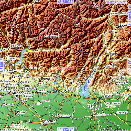 Topographic map of Piamborno