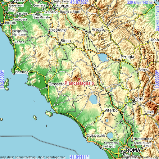 Topographic map of Piancastagnaio