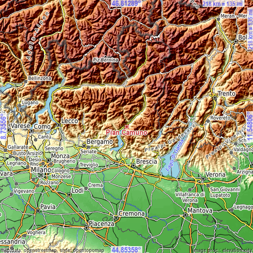 Topographic map of Pian Camuno