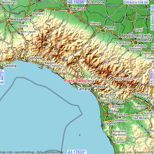 Topographic map of Piana Battolla