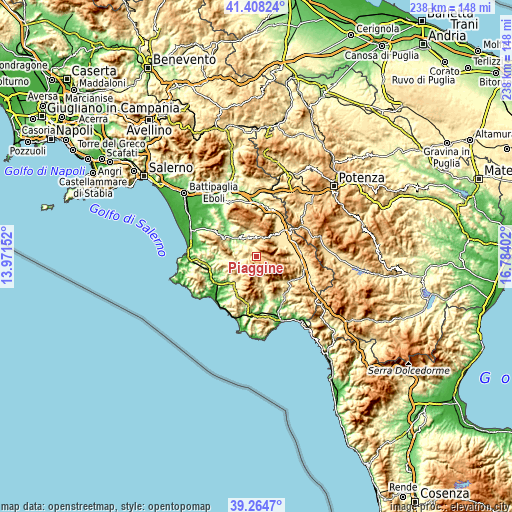 Topographic map of Piaggine