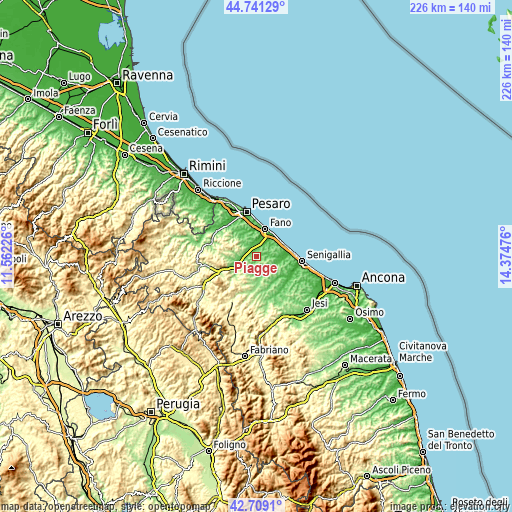 Topographic map of Piagge