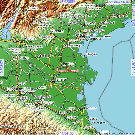 Topographic map of Lama Pezzoli