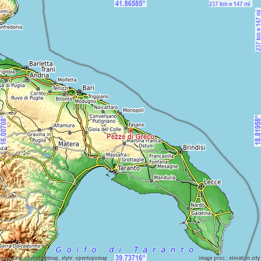 Topographic map of Pezze di Greco