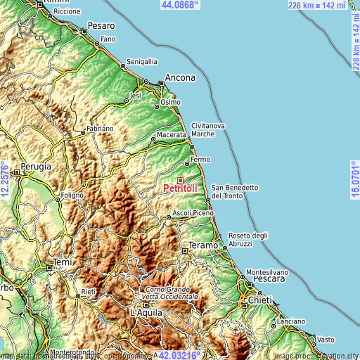 Topographic map of Petritoli