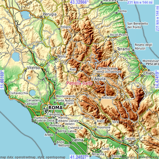 Topographic map of Petrella Salto