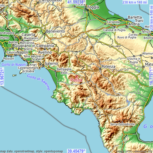 Topographic map of Petina