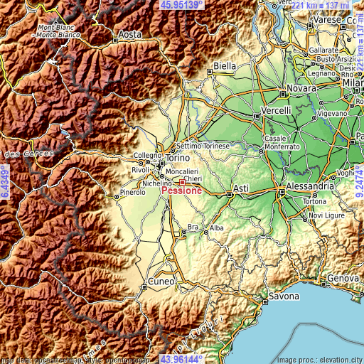 Topographic map of Pessione