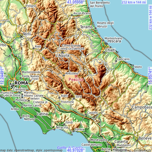 Topographic map of Pescina