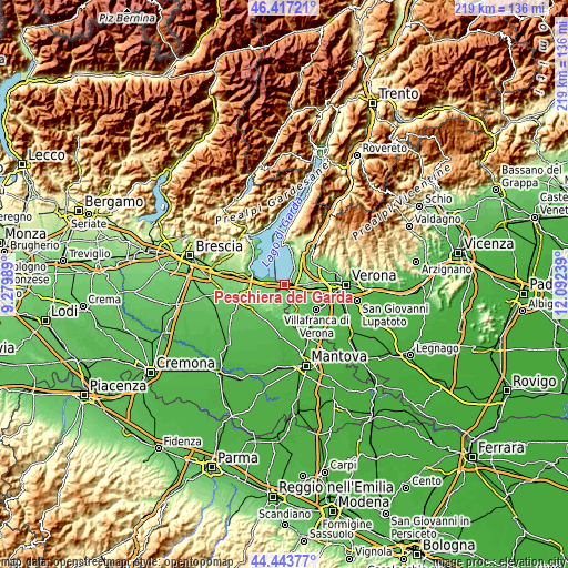 Topographic map of Peschiera del Garda