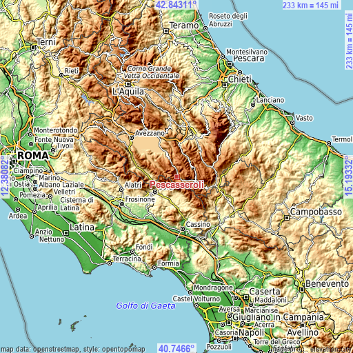 Topographic map of Pescasseroli