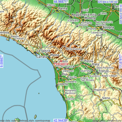 Topographic map of Pescaglia