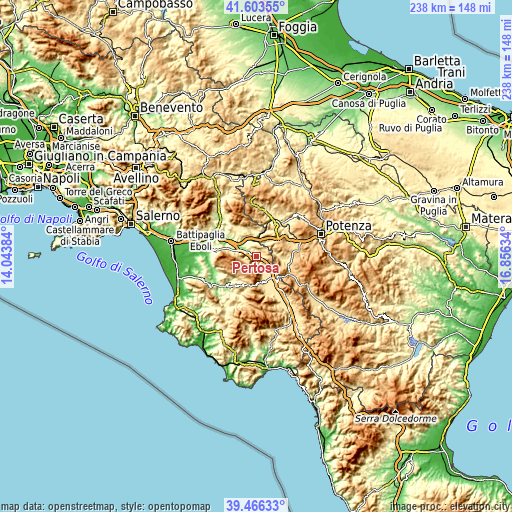 Topographic map of Pertosa