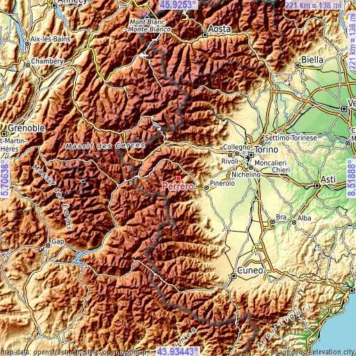 Topographic map of Perrero