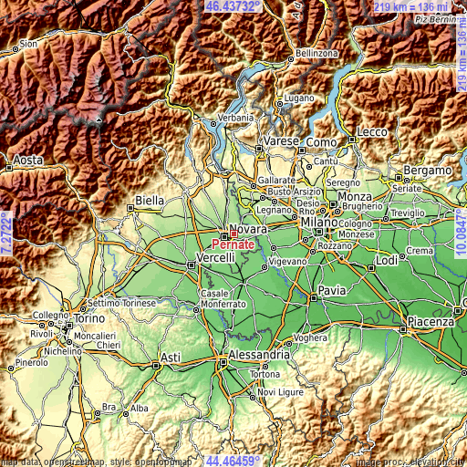 Topographic map of Pernate