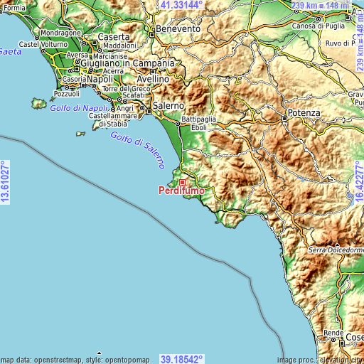 Topographic map of Perdifumo