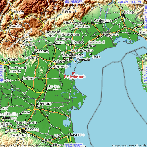 Topographic map of Pellestrina
