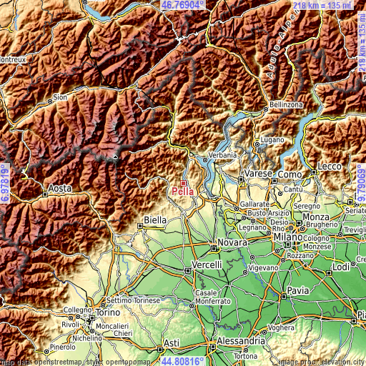 Topographic map of Pella