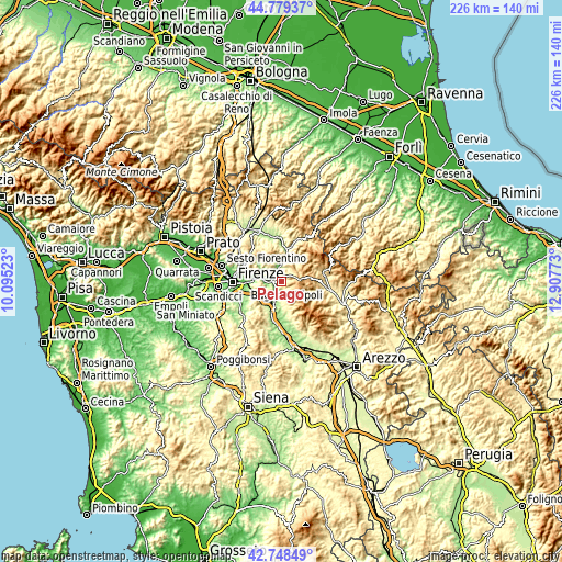 Topographic map of Pelago