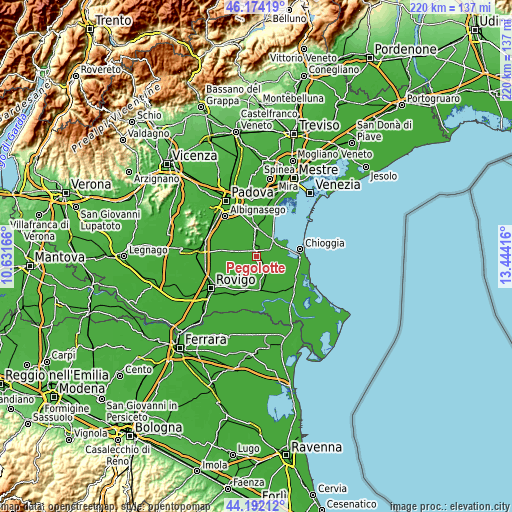 Topographic map of Pegolotte