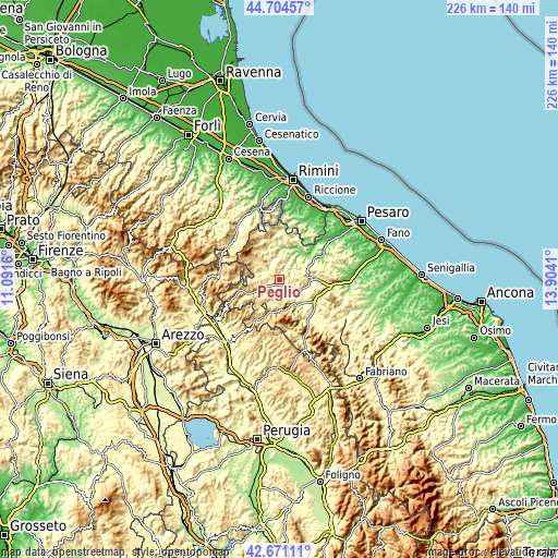 Topographic map of Peglio