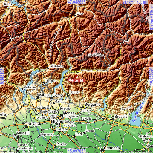 Topographic map of Pedesina