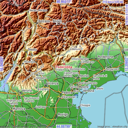 Topographic map of Pederobba