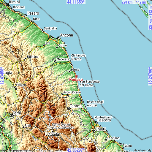 Topographic map of Pedaso