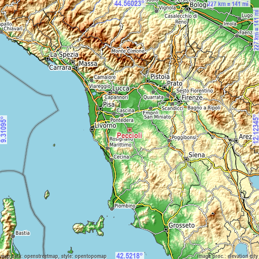 Topographic map of Peccioli