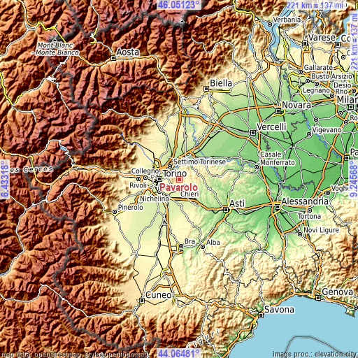 Topographic map of Pavarolo