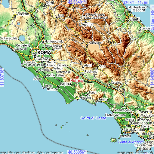 Topographic map of Patrica